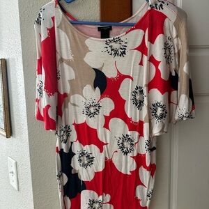 Ann Taylor Red and White Floral Blouse
